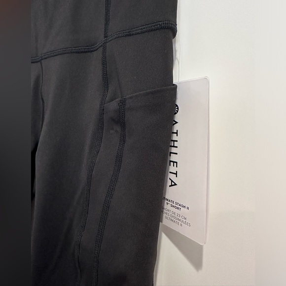 Athleta Ultimate Stash II Biker Shorts 9in High Rise Black Size XXS Workout New - Picture 8 of 14